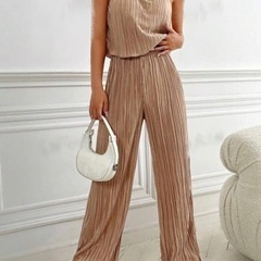 サテンプリーツパンツ セットアップ Mサイズの画像