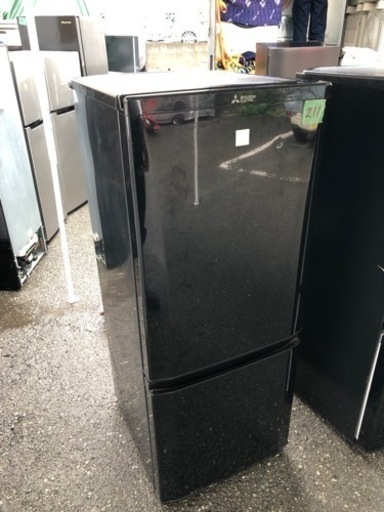 NO 211 🌈福岡市内配送設置無料✨🌈 2019年　三菱 【右開き】146L 2ドアノンフロン冷蔵庫 keyword キーワードブラック MR-P15EE-KK