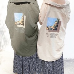 ビッグシルエット バックプリント ロングシャツの画像