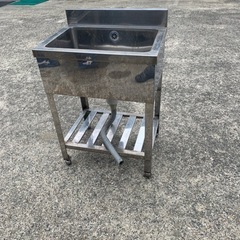 シンク 業務用１槽シンク 流し台 バックガード付 中古 ステンレ...