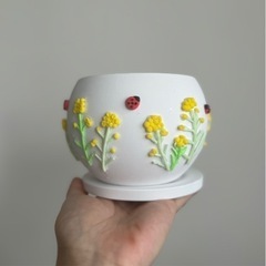 菜の花　陶器鉢