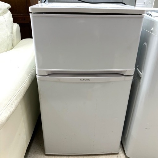 桐生店【現状品】j6-43 ELSONIC 冷凍冷蔵庫 EJ-R832W 2019年製
