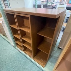 【リサイクルサービス八光】幅90㎝　(株)丸伸　ブラウン　スライド式本棚の画像