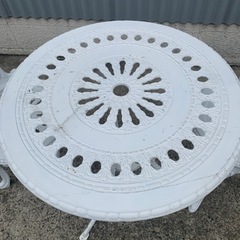 テーブル　チェア　ガーデニングセット　アルミ製　中古　汚れ有り　※説明欄必読の画像