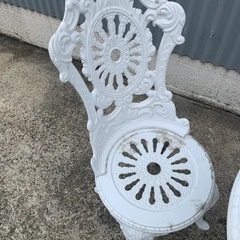 テーブル　チェア　ガーデニングセット　アルミ製　中古　汚れ有り　※説明欄必読の画像