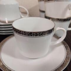 6客 深川製磁 銀彩 デミタスカップ カップ ソーサー 食器 有田焼 プレートの画像