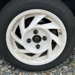 エアロホイール 13インチ 5.5j＋38 PCD100 22年ヨコハマタイヤ付き 155/65R13 リペアベースの画像