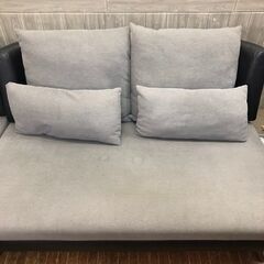 ss6573　カウチソファセット 布張り×レザー グレー×ブラック 2P＆カウチ 二人掛け ローソファー モノトーン モダン 足を伸ばせる コーナー ニトリ カウチソファ 中古