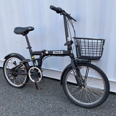 折りたたみ自転車 20インチ グレー 6段変速カゴ付き