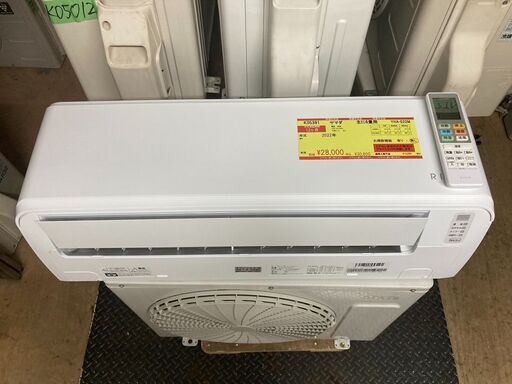 K05391　中古エアコン ヤマダ 2022年製 主に6畳用 冷房能力 2.2KW / 暖房能力 2.2KW