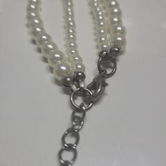 パール系　ネックレス　ホワイト　リボン　白の画像