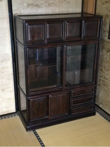 リユース　昭和レトロ　茶箪笥　　幅87.7　　奥行35.7　　高さ121.3　 （ｃｍ）　飾り棚　茶タンス　別用途案(　飾棚　収納棚　本棚　工具入れ　食器棚　)