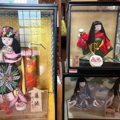 日本人形 ガラスケース付き 藤娘他