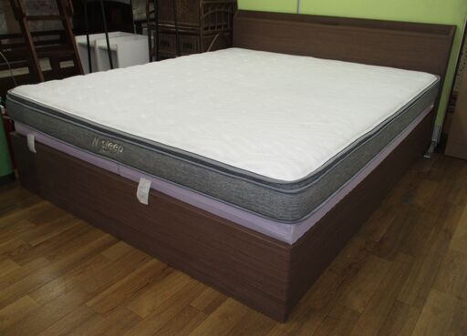 R247 NITORI ニトリ キングサイズベッド、N-Sleep Hard2 CRマットレスセット、幅170cm Used