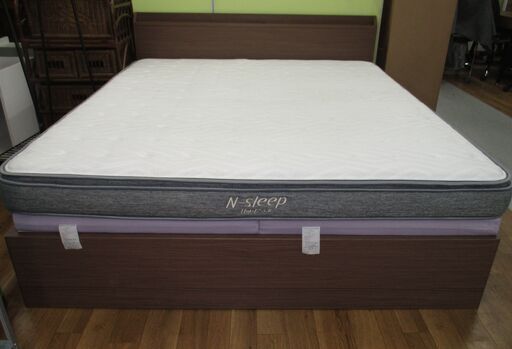 R247 NITORI ニトリ キングサイズベッド、N-Sleep Hard2 CRマットレスセット、幅170cm Used