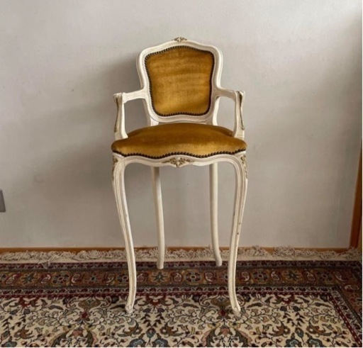 お値下げします　ハイチェア　カウンターチェア　ソファ　クラシック　ヨーロピアン ロココ調　写真館　撮影用　猫脚　　アンティーク　ディスプレイ