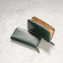 ムラ】長財布 財布 メンズ ファスナー 本革 緑の財布 小銭入れ