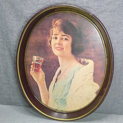 コカコーラ トレー ◇お盆 楕円 女性 Coca-Cola