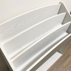 絵本ラック　キッズ収納　リビング収納　子供部屋　本棚　ウッドホワイト/グレー　おしゃれ収納　の画像