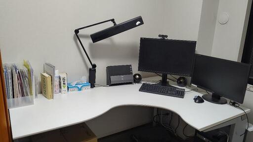 中古 オカムラ プロユニット L型デスク ホワイト W1800