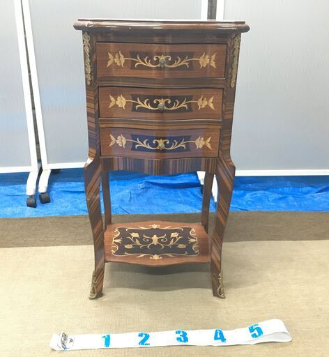 EA281)3段チェスト アンティーク調 エジプト輸入品 幅：約43cm 高さ：約78,5cm 奥行：約35cm 中古品【取りに来られる方限定】