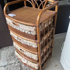 リサイクルショップどりーむ天保山店　No13493　ラタンチェスト　籐タンス　レトロ　アンティークの画像