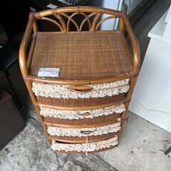 リサイクルショップどりーむ天保山店　No13493　ラタンチェスト　籐タンス　レトロ　アンティークの画像