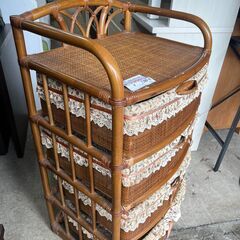 リサイクルショップどりーむ天保山店　No13493　ラタンチェスト　籐タンス　レトロ　アンティークの画像