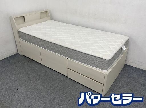 ニトリ シングル ベッドフレーム 収納付き フレームのみ 白 d3598