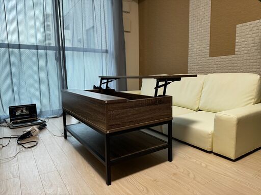 【ほぼ新品】昇降式 / リフトアップデスク ローテーブル 90cm