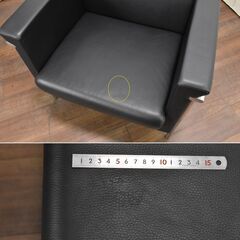≪yt1459ジ≫ アウトレット家具 1人掛けソファ 現状品 ロビーチェア/1Pソファ/コルビジェインスパイア/モダン/シック 60428-08の画像
