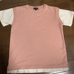 140cm 重ね着風 Tシャツ ピンク