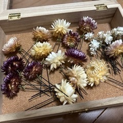 ドライフラワーの髪飾り