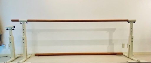 【取りに来てくださる方希望】バレエレッスンバー ダンスバー Ballerina スタジオ用 1段式3m1セット ＆ バー1本+スタンド1台 移動式 天然木