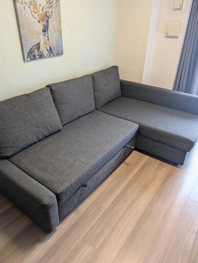 【美品】IKEA フリーヘーテン ソファーベッド L字ソファ 3人掛けソファ