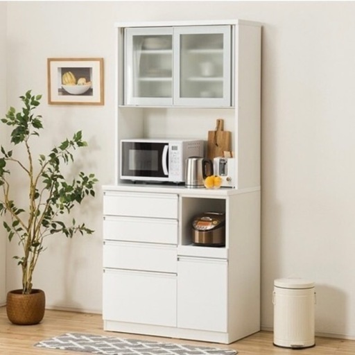 【超美品‼️】定価69,990円♪ 現行モデル ニトリ 90cm幅キッチンボード 食器棚 収納家具 ホワイト♪