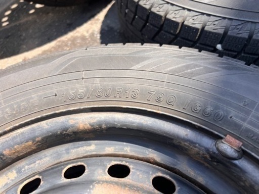 9分山 155/80R13 Yokohama IG60 2022年製4本 4.5J タイヤホイールセット 鉄チン スタッドレス パッソ ヴィッツ ヤリス カローラ