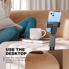 飛行機 スマホスタンド ホルダー 折り畳み クランプ式 360度回転 スマホ用ホルダー 携帯ホルダー 卓上/クリップ式 スマフォンスタンド 安定性 小型 コンパクト 携帯便利 旅行用 (ブラック)の画像