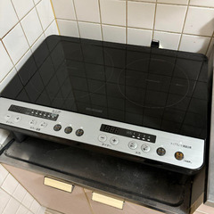 IHコンロ 2口 1400W 脚付 IHK-W12SP-B ブラック