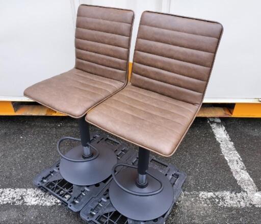 ☑︎ご成約済みヴィンテージ調 昇降式カウンターチェア  バーチェア 椅子 スツール レザー2脚