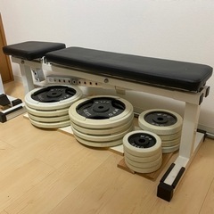 【終了】筋トレ バーベル ダンベル 90kg ベンチプレス ワイ...