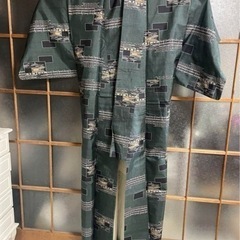 袷着物　紬　深緑