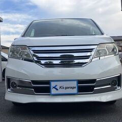 【車検2年付】【日産 セレナ 2.0 ライダーJパッケージ】パワースライドドア ナビ フルセグＴＶ バックカメラ Ｂｌｕｅｔｏｏｔｈオーディオ ドライブレコーダー クルーズコントロール プッシュスタート スマートキー ライダー専用エアロパーツ 人気のパールホワイトの画像