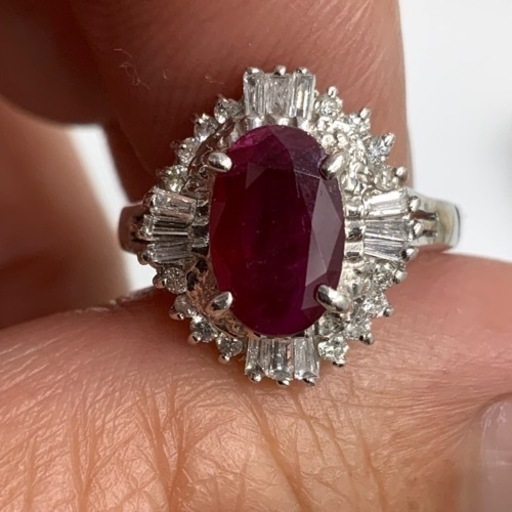 Pt900 プラチナ900 ルビー リング ダイヤモンド リング 4.1g