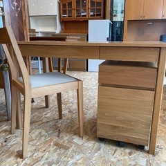 良品計画 無印良品 デスク3点セット オーク材 学習机 PCデス...