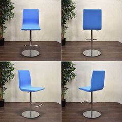 ≪yt1467ジ≫ アウトレット家具 昇降カウンターチェア 試作サンプル品 ブルー系 バーチェア/ハイチェア/回転/上下 60429-01の画像