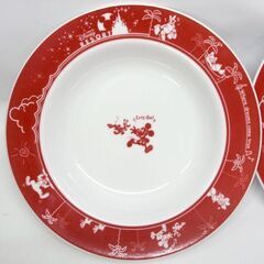 ほぼ未使用 ディズニーリゾート 限定 プレート 5枚セット 赤系 レッド　パスタ・メラミン お皿 パークフードデザイン ☆ PayPay(ペイペイ)決済可能 ☆ 札幌市 豊平区 平岸 平岸店の画像