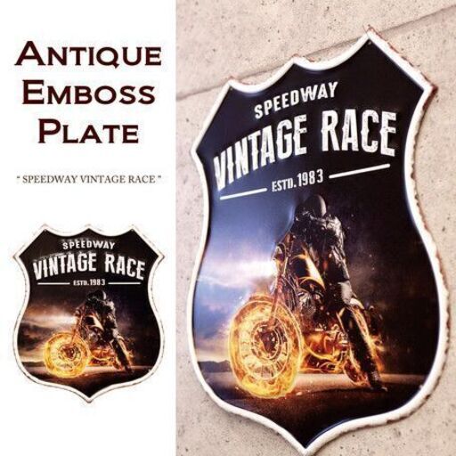 アンティークエンボスプレート SPEEDWAY VINTAGE RACE★