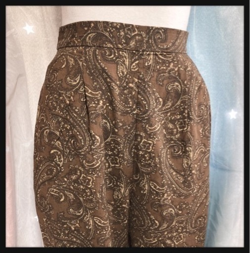 ご購入者様決定꒰LOWRYSFARM꒱ハイウエスト エスニック柄 ワイドパンツ 茶系 美品