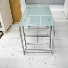 TVボード ガラス製 TV台 幅80x奥行40x高さ48.5cm TENPERD GLASS 棚板×1枚 苫小牧西店の画像